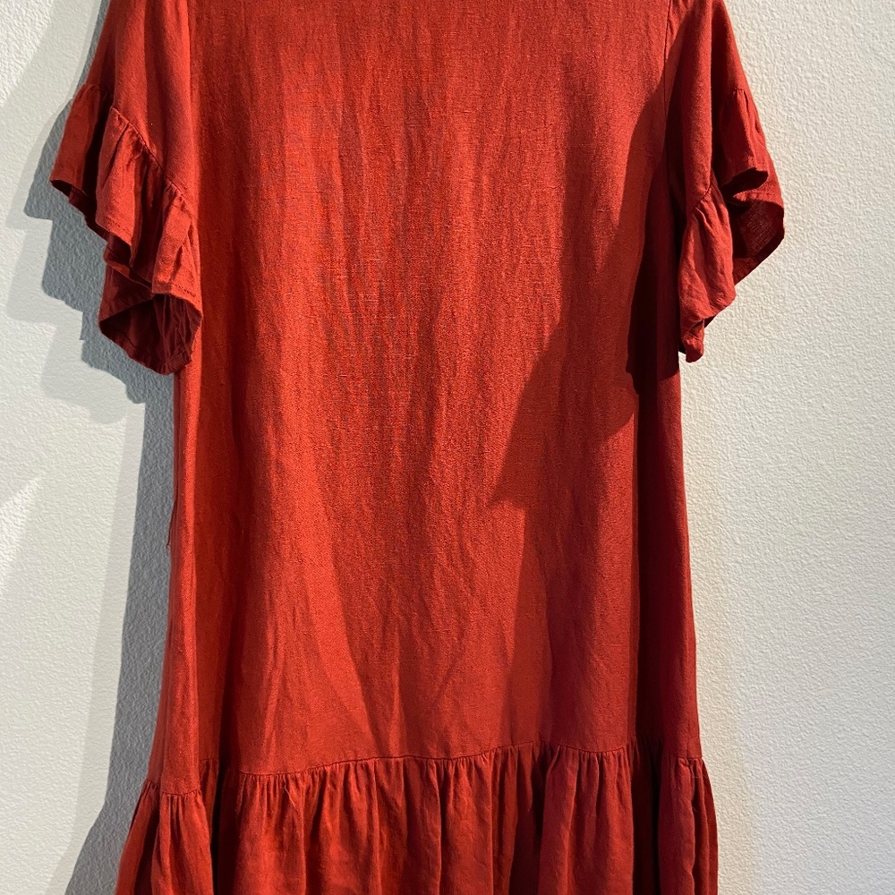 Red Ruffled Tie-Mini Dress - Picture 10 of 10
